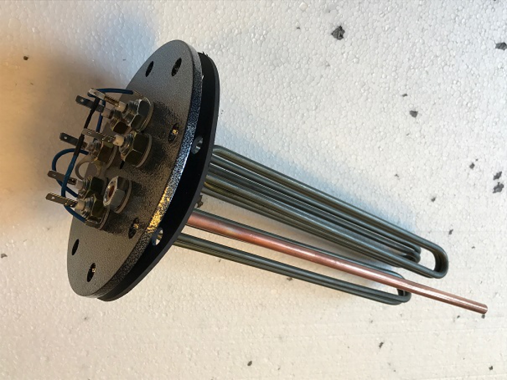 Flanschheizkörper Heizstab 4,5 kW, 3 x 1,5 kW, Flansch 180 mm.