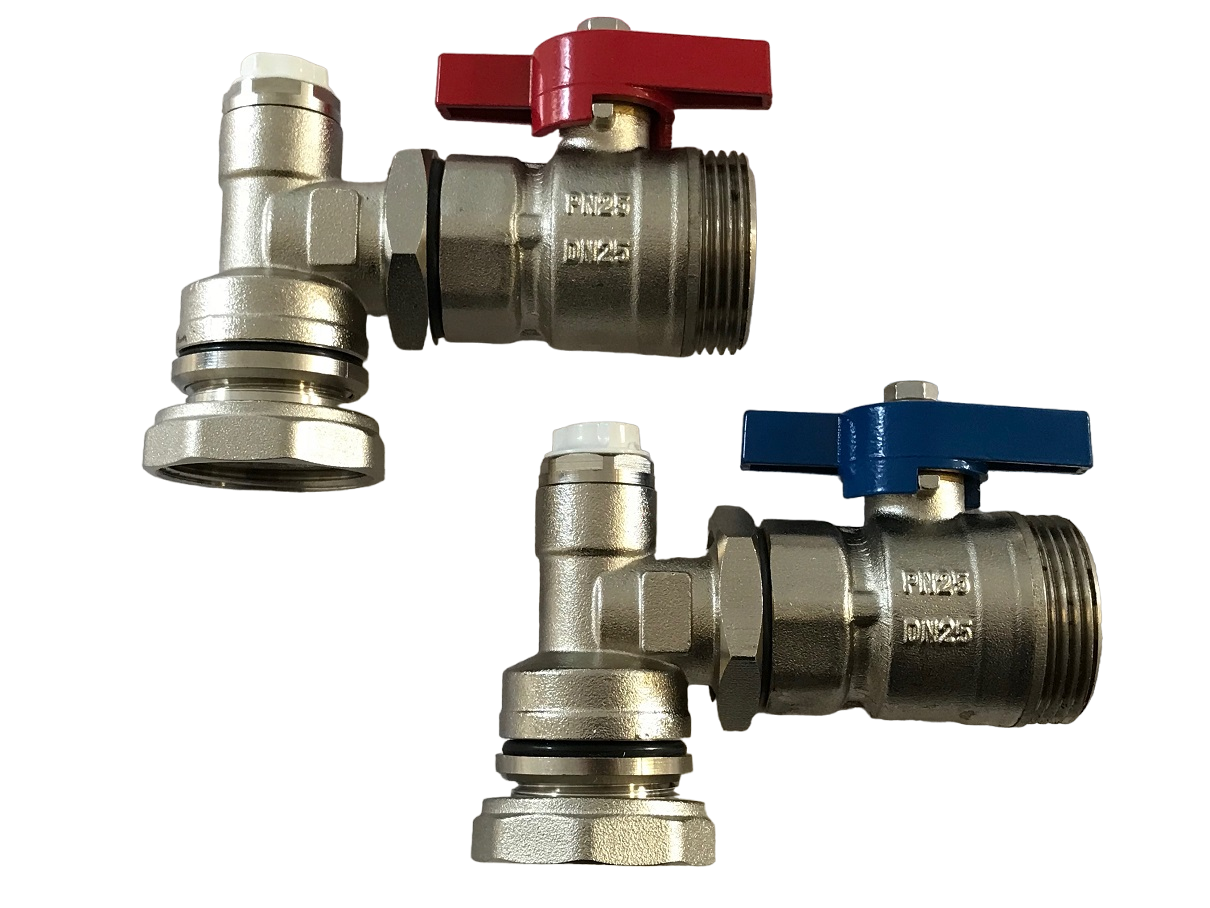 Winkelkugelhahn- Set  1" für Heizkreisverteiler