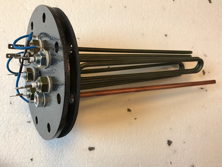 Flanschheizkörper Heizstab 6 kW,  3 x 2 kW, Flansch 180 mm.