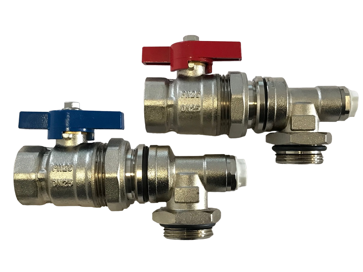 Winkelkugelhahn- Set  1" für Heizkreisverteiler