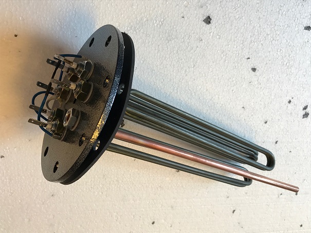 Flanschheizkörper Heizstab 6 kW,  3 x 2 kW, Flansch 180 mm.
