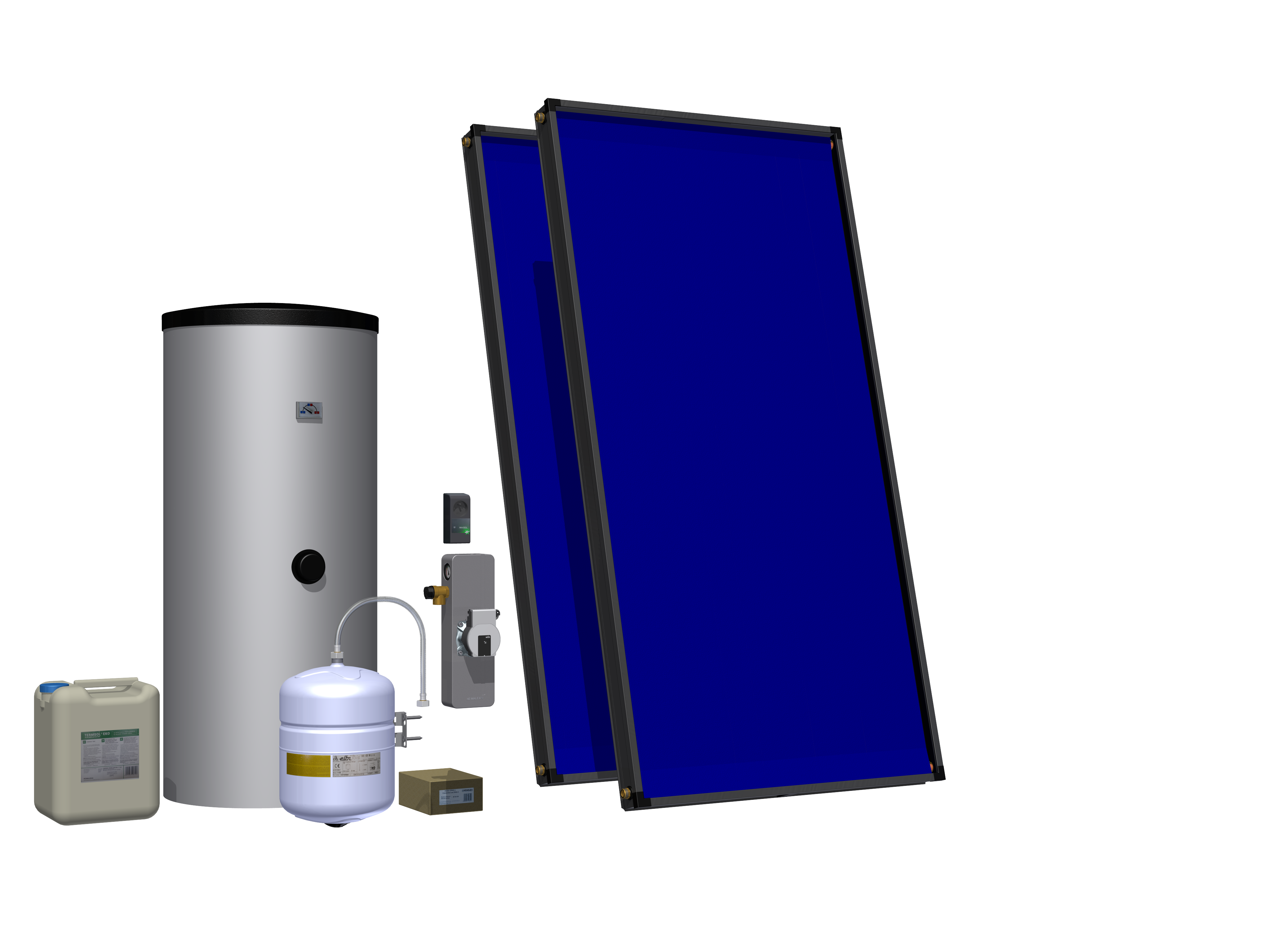 Solaranlage - 2 x Kollektoren (4,18 m²) + 200 Liter